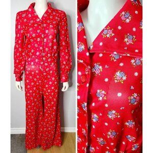 Vintage Jacket & Pants, 60s Matching Set, 70s Floral‎ Pants and Jacket,